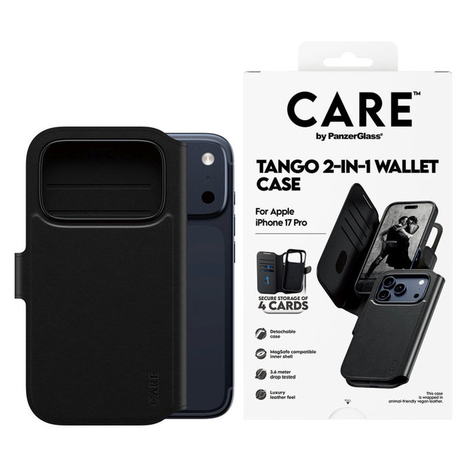 Wallet Tango Two-In-One Hülle mit MagSafe für iPhone 17 Pro, Schwarz, CARE