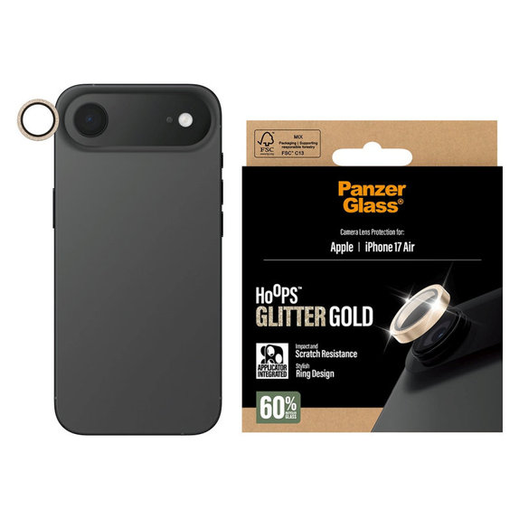 Kameralinsenschutz Hoops für iPhone 17 Air, Glitter Gold, PanzerGlass