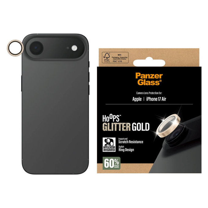 Kameralinsenschutz Hoops für iPhone 17 Air, Glitter Gold, PanzerGlass