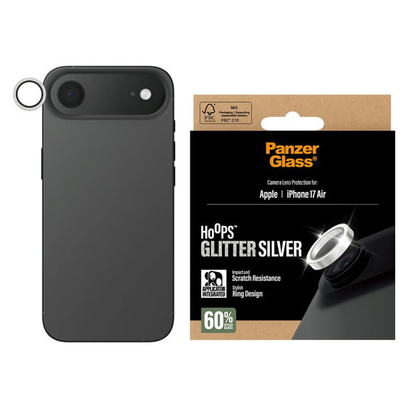 Kameralinsenschutz Hoops für iPhone 17 Air, Glitter Silver, PanzerGlass
