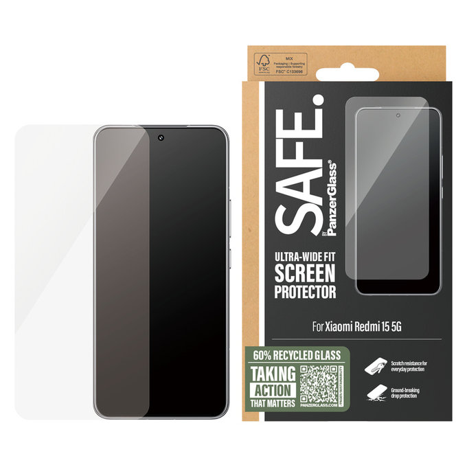 Panzerglas UWF für Xiaomi Redmi 15 5G, Schwarz, SAFE by PanzerGlass