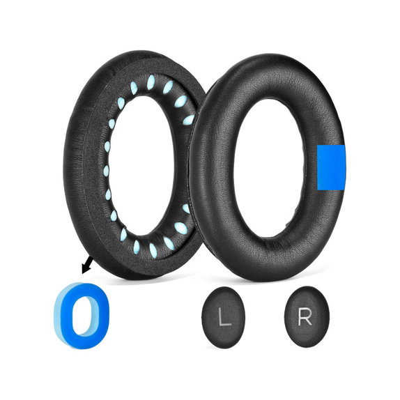 Ersatz-Ohrpolster für Bose QC25, QC35, QC45, Memory-Schaumstoff + PU-Leder, Schwarz, Kühlgel, 1 Paar