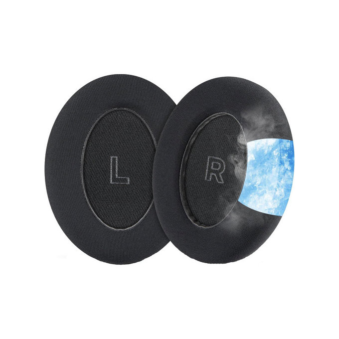 Ersatz-Ohrpolster für Bose QC Ultra, Memory-Schaumstoff + Textil + Leder, Schwarz, Kühlgel, 1 Paar