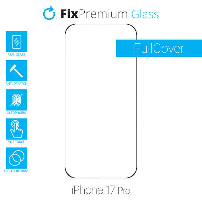 FixPremium FullCover Glass - Gehärtetes Glas für iPhone 17 Pro