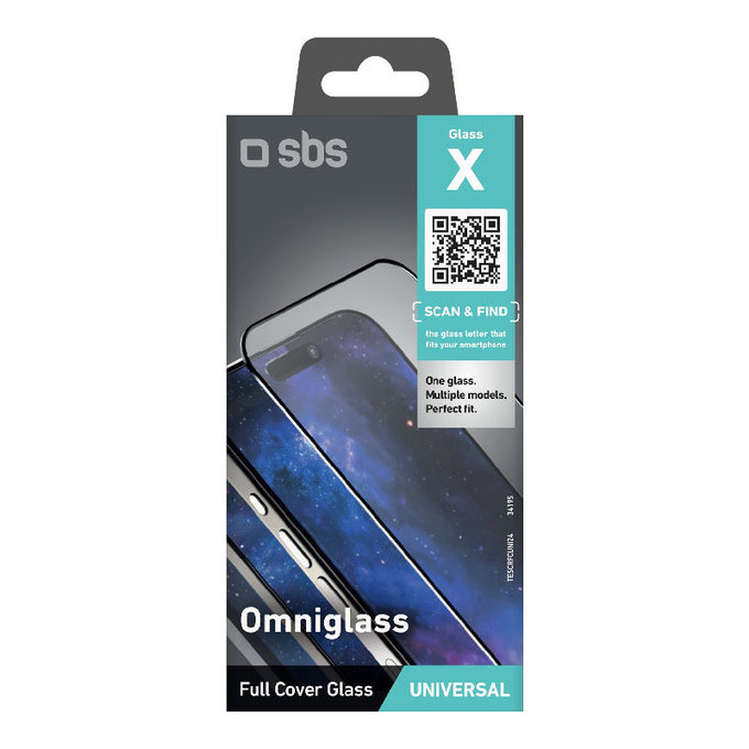 Universelles Schutzglas Omniglass X, Schwarz, SBS