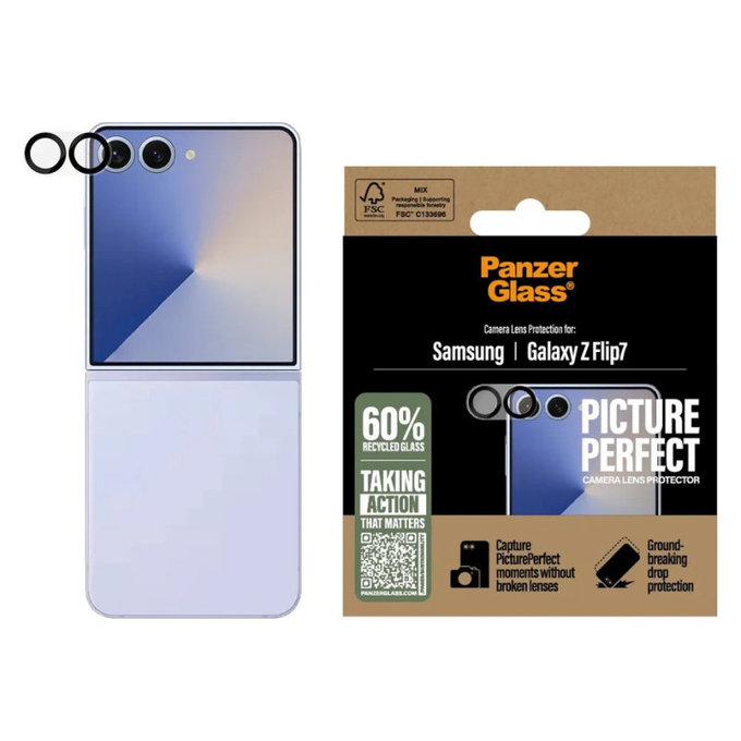 Kameralinsenschutz PicturePerfect für Samsung Z Flip7, Schwarz, PanzerGlass