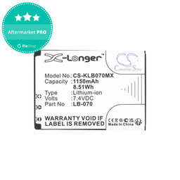 Batterie für Kodak PIXPRO S1, AZ651, AZ652, AZ901, 1150mAh, Li-Ion, 7.4V, LB-070, HQ
