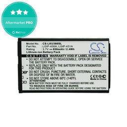 Akku batterie für LG 230 Nite, 650mAh, Li-Ion, 3.7V, LGIP-430A, HQ