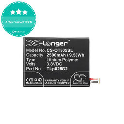 Batterie für Alcatel One Touch Pixi 8", 2500mAh, Li-Pol, 3.8V, TLp025G2, HQ