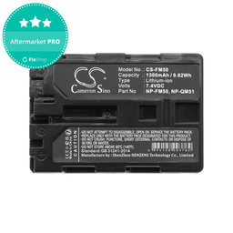 Batterie für Sony CCD-TR108, Cyber-shot DSC-S50, 1300mAh, Li-Ion, 7.4V, NP-QM51, HQ
