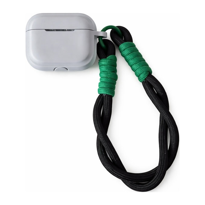 Silikonhülle für AirPods 4, Grau mit schwarzer Kordel