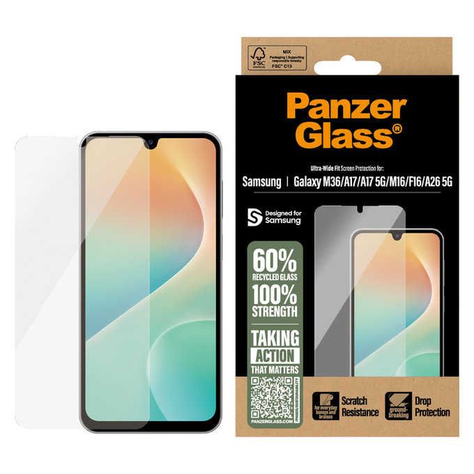 Panzerglas UWF für Samsung Galaxy M15 5G/F15 5G/A26 5G/A16/A16 5G, Schwarz, PanzerGlass