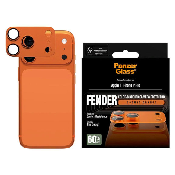 Fender Kameraobjektivschutz für iPhone 17 Pro, Orange, PanzerGlass