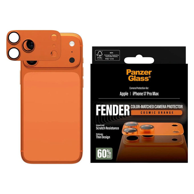 Fender Kameraobjektivschutz für iPhone 17 Pro Max, Orange, PanzerGlass