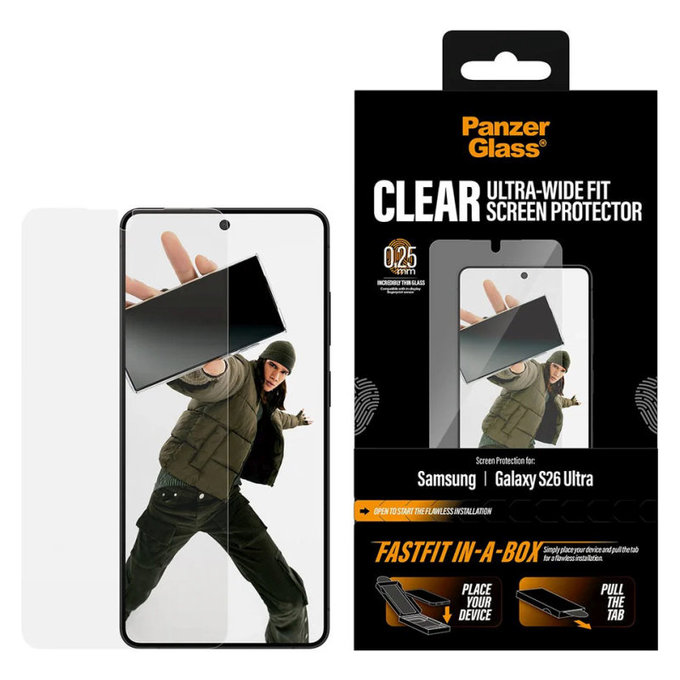 UWF Panzerglas mit FASTFIT In-A-Box für Samsung S26 Ultra, Klar, PanzerGlass