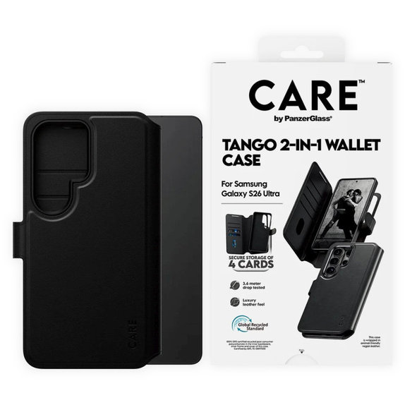 Hülle Wallet Tango Two-In-One mit QI für Samsung S26 Ultra, schwarz, CARE