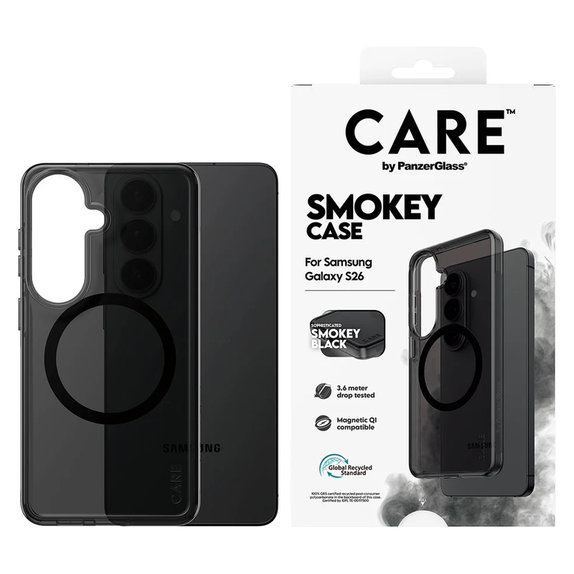 Hülle Smokey mit schwarzem QI für Samsung Galaxy S26, Schwarz, PanzerGlass