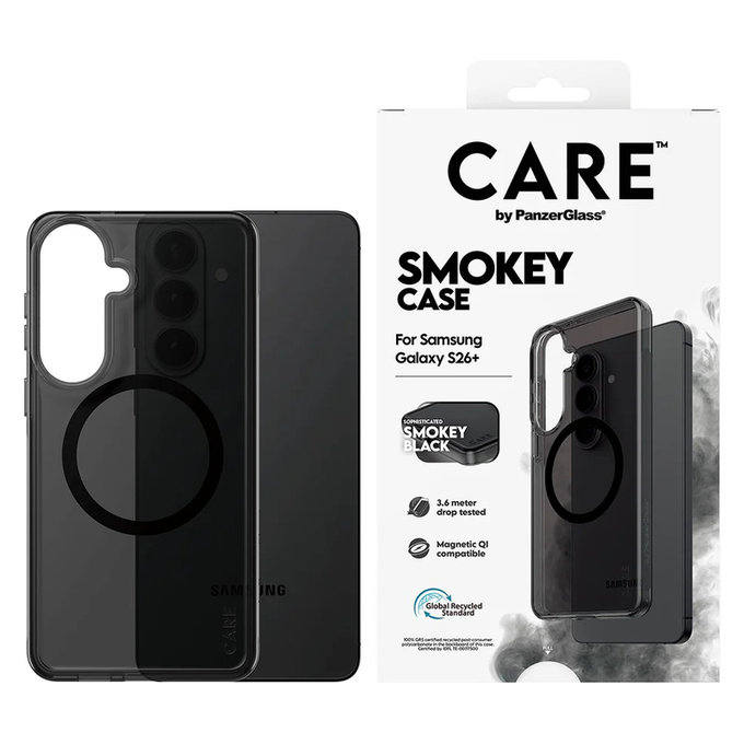 Hülle Smokey mit schwarzem QI für Samsung Galaxy S26+, Schwarz, PanzerGlass