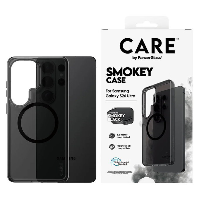 Hülle Smokey mit schwarzem QI für Samsung Galaxy S26 Ultra, Schwarz, PanzerGlass
