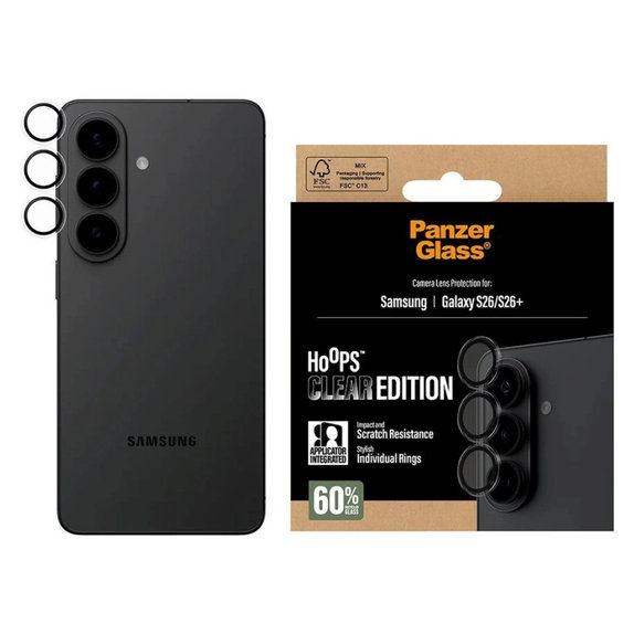 Hoops Kameraobjektivschutz für Samsung S26/S26+, Transparent, PanzerGlass