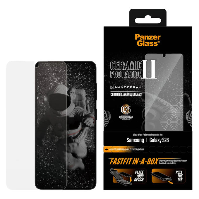 Panzerglas UWF Ceramic mit FASTFIT In-A-Box für Samsung Galaxy S26, Klar, PanzerGlass