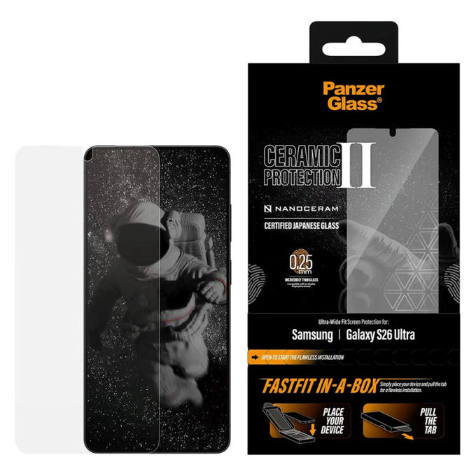 UWF Ceramic Panzerglas mit FASTFIT In-A-Box für Samsung S26 Ultra, Transparent, PanzerGlass