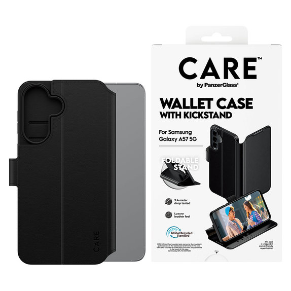 Hülle Wallet Kickstand für Samsung Galaxy A57, Schwarz, PanzerGlass