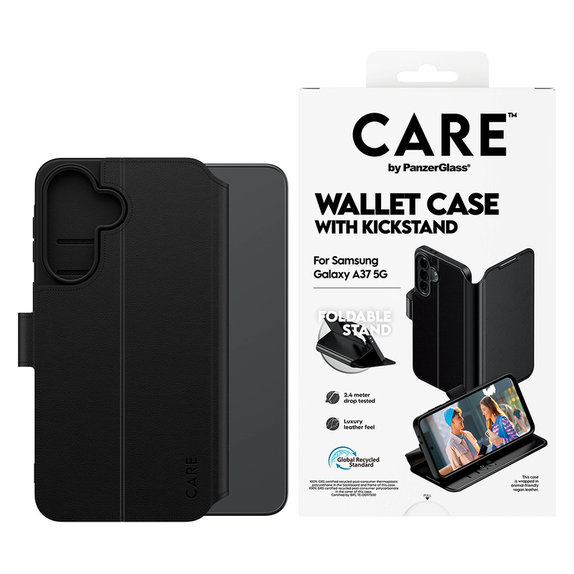 Hülle Wallet Kickstand für Samsung Galaxy A37, Schwarz, PanzerGlass