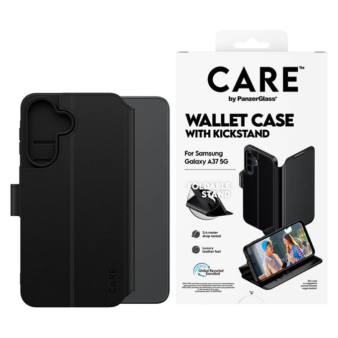 Hülle Wallet Kickstand für Samsung Galaxy A37, Schwarz, PanzerGlass