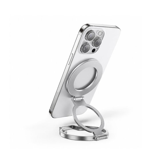 Klappbarer magnetischer Handy-Ringhalter, silber