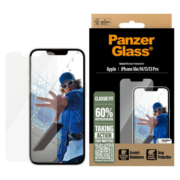 Schutzglas mit Applikator für iPhone 17e/16e/14/13/13 Pro, Klar, PanzerGlass