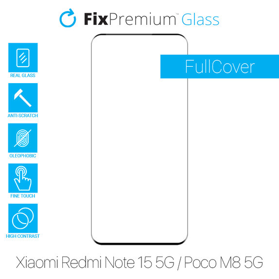 FixPremium FullCover Glass - Gehärtetes Glas für Xiaomi Redmi Note 15 5G, Poco M8 5G