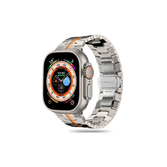 Armband Stainless Line für Apple Watch 8 / 9 / 10 / 11 / SE / Ultra (44 / 45 / 46 / 49 mm), Titanium/Orange, Tech-Protect