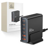Netzladegerät DC80W-GAN 6-PORT PD 80W / QC3.0, schwarz, Tech-Protect