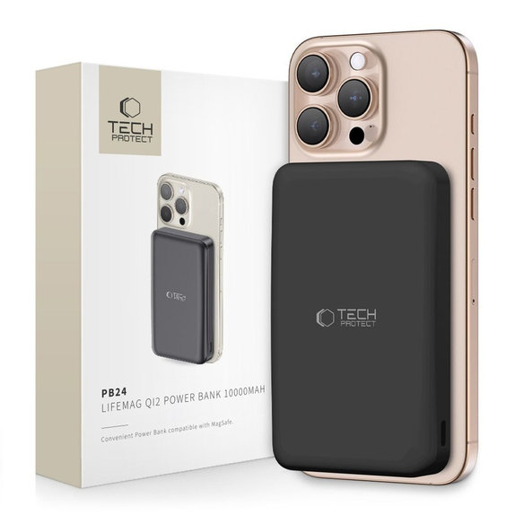 Powerbank PB24 Lifemag Qi2 MagSafe 10000mAh, schwarz, Tech-Protect