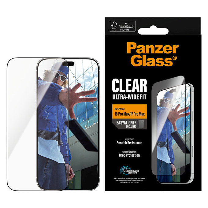 Schutzglas UWF mit Applikator für iPhone 18 Pro Max/17 Pro Max, Schwarz, PanzerGlass