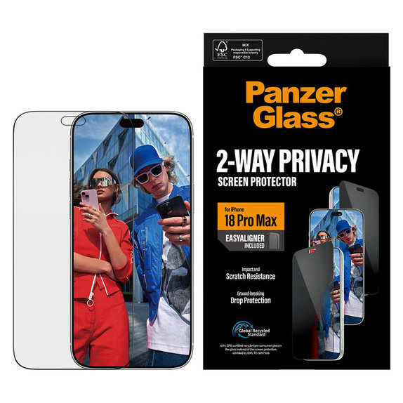 Schutzglas UWF 2-Way Privacy mit Applikator für iPhone 18 Pro Max, Schwarz, PanzerGlass