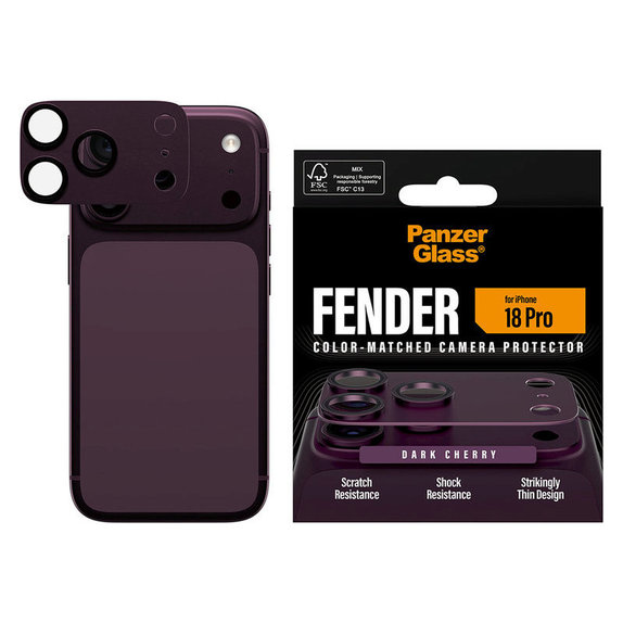 Fender Kameraobjektivschutz für iPhone 18 Pro, Dark Cherry, PanzerGlass