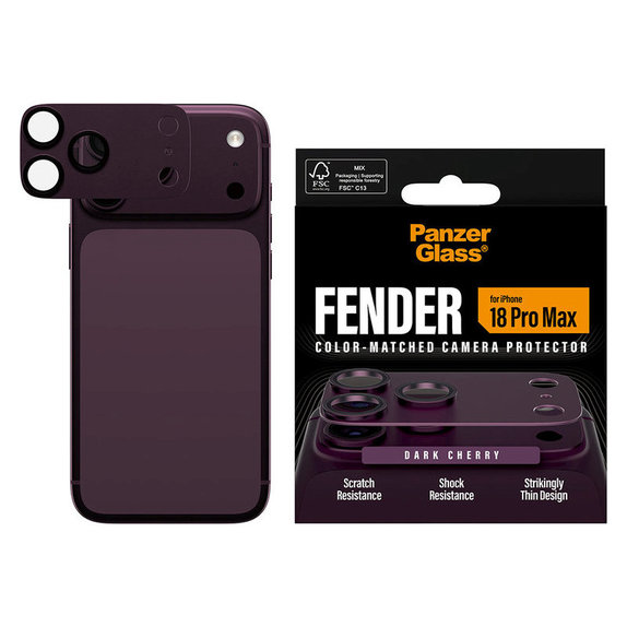 Fender Kameraobjektivschutz für iPhone 18 Pro Max, Dark Cherry, PanzerGlass