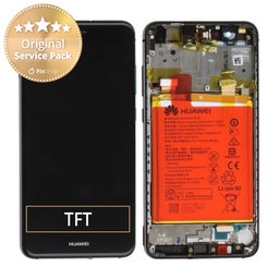 Huawei P10 Lite - LCD Display + Touchscreen Front Glas + Rahmen + Akku Batterie (Graphite Black) - 02351FSG, 02351FSE Genuine Service Pack