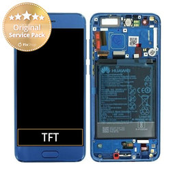 Huawei Honor 9 STF-L09 - LCD Display + Touchscreen Front Glas + Rahmen + Akku Batterie (Blue) - 02351LBV Genuine Service Pack