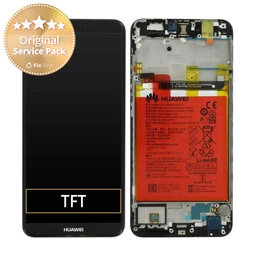 Huawei P smart FIG-L31 - LCD Display + Touchscreen Front Glas + Rahmen + Akku Batterie (Black) - 02351SVJ, 02351SVD, 02351SVK Genuine Service Pack
