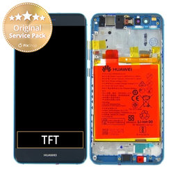 Huawei P10 Lite - LCD Display + Touchscreen Front Glas + Rahmen + Akku Batterie (Sapphire Blue) - 02351FSL Genuine Service Pack