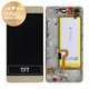 Huawei P8 Lite - LCD Display + Touchscreen front Glas + Rahmen + Akku Batterie (Gold) - 02350KGP, 02350KQH