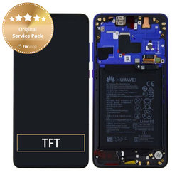 Huawei Mate 20 - LCD Display + Touchscreen Front Glas + Rahmen + Akku Batterie (Twilight) - 02352FRA Genuine Service Pack