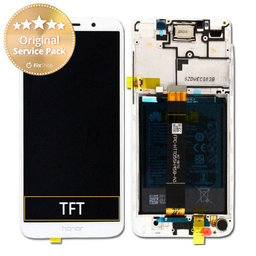 Huawei Honor 7S - LCD Display + Touchscreen Front Glas + Rahmen + Akku Batterie (White) - 02351XHT Genuine Service Pack