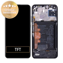 Huawei P40 lite - LCD Display + Touchscreen Front Glas + Rahmen + Akku Batterie (Midnight Black) - 02353KFU Genuine Service Pack
