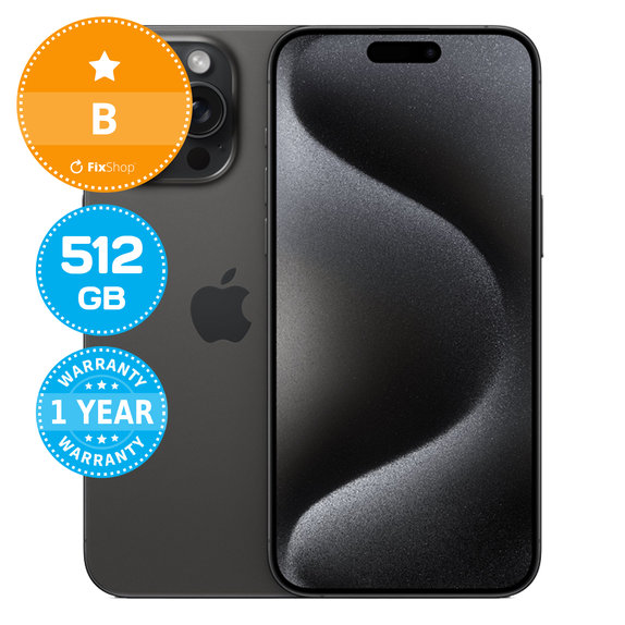 Apple iPhone 15 Pro Max Black Titanium 512GB B Refurbished