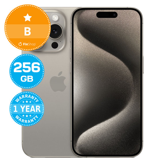 Apple iPhone 15 Pro Natural Titanium 256GB B Refurbished