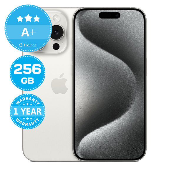 Apple iPhone 15 Pro White Titanium 256GB A+ Refurbished